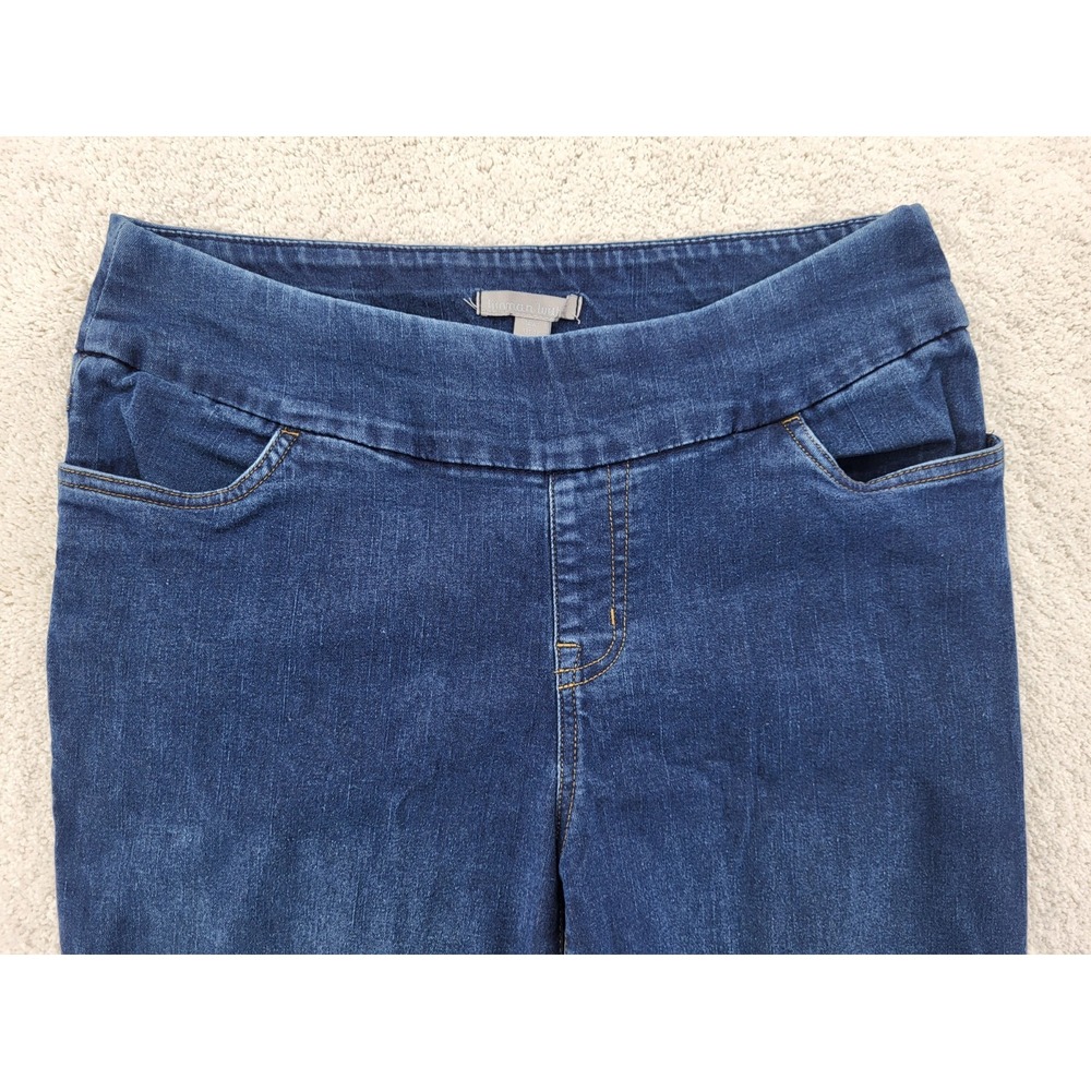Woman Within size 14W pull-on jeans elastic waist 4 pockets tapered blended - Picture 3 of 9
